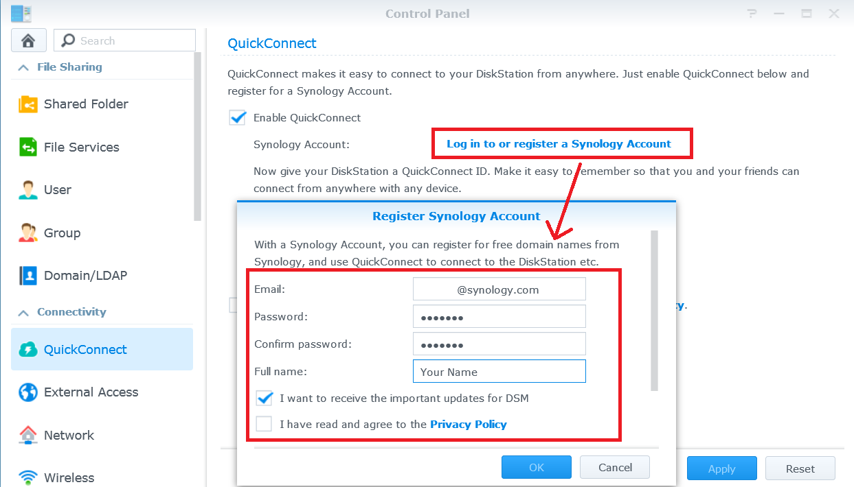 quick connect synology