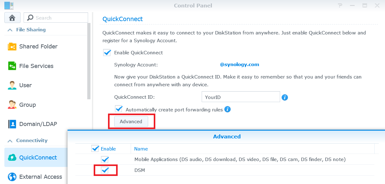 quick connect synology