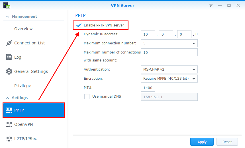 Set up VPN Server - Synology DSM Help
