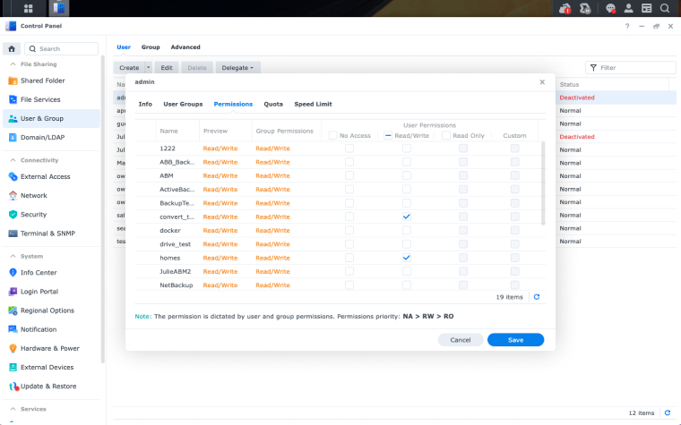 Advanced permission control