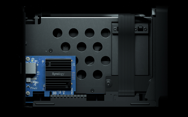 Image of E10G30-T1 installed inside a DiskStation