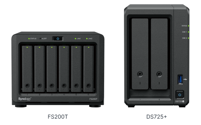 FS200T có kích thước tương đương với mẫu DS725+ 2 khay.