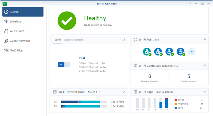 This is your whole Wi-Fi system at a glance. The MR2200ac in the hallway got unplugged? You see it here.